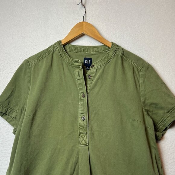 Gap Womens Green Short-Sleeve Tunic Dress M Lyocell/Cotton Blend - Picture 9 of 11